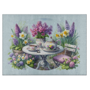Vintage Floral Tea Party in Garden Cutting Board