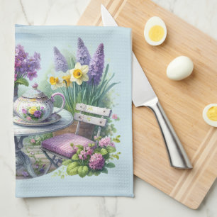 Vintage Floral Tea Party in Garden Kitchen Towel