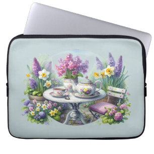 Vintage Floral Tea Party in Garden Laptop Sleeve