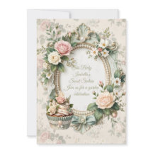 Vintage Floral Tea Party Sweet 16 Invitation