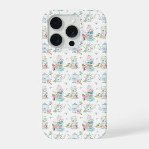 Vintage Floral Tea Party Victorian Watercolor Patt iPhone 15 Pro Case