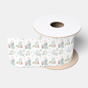 Vintage Floral Tea Party Victorian Watercolor Patt Satin Ribbon