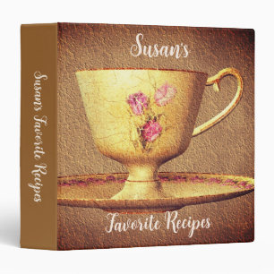 Vintage Floral Teacup Personalized Recipe Binder