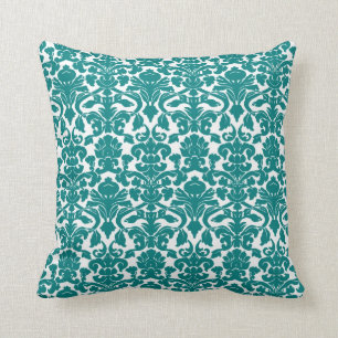 Vintage Floral Teal Damask Pillow