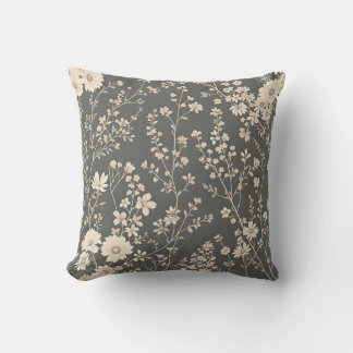 Vintage Floral Textile Design.Modern Outdoor Throw Pillow