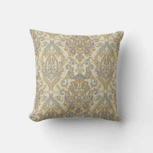 Vintage Floral textured design. Damask Seamless vi Throw Pillow
