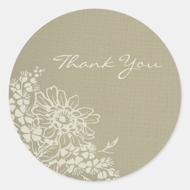 Vintage Floral Thank You Wedding Envelope Seals (Front)