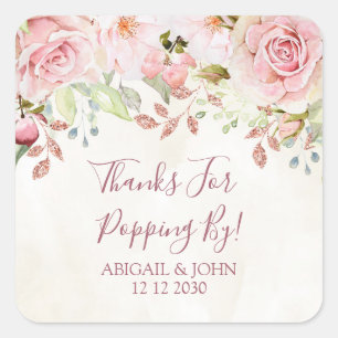 Vintage Floral Thanks for Popping By Wedding Tag