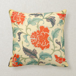 Vintage Floral Throw Pillow