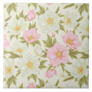 vintage floral tiled pattern ceramic tile