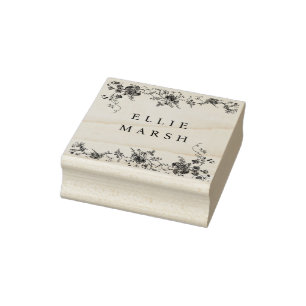 Vintage Floral Toile French Typography Brand Logo Rubber Stamp