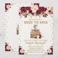 Vintage Floral Travel Miss to Mrs Marsala Gold