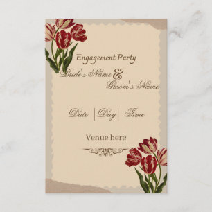 Vintage Floral Tulip Engagement Party Invitation