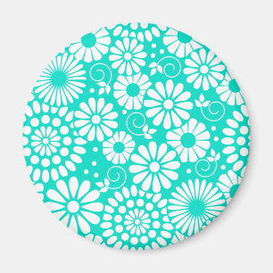 Vintage floral turquoise magnet
