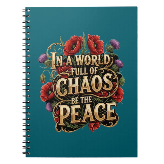 Vintage Floral Typography Peace Notebook (Front)