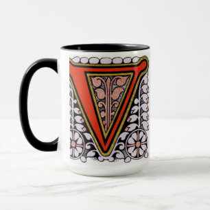 Vintage Floral 'V' -  Mug