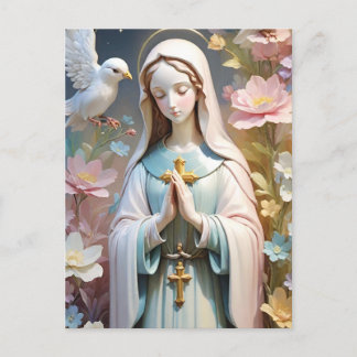 Vintage Floral Vierge Marie Carte postale catholiq