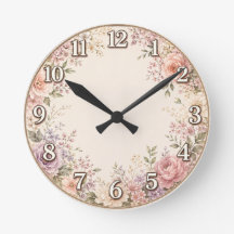 Vintage Floral Wall Clock