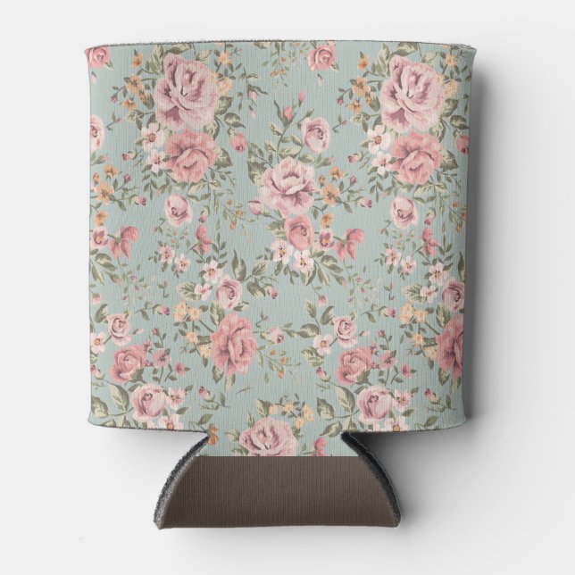 Vintage Floral Wallpaper  Can Cooler (Front)