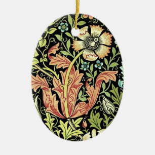 Vintage Floral Wallpaper Ceramic Ornament