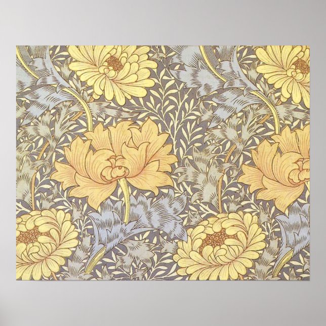 Vintage Floral Wallpaper Chrysanthemums Poster (Front)