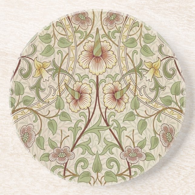 Vintage Floral Wallpaper Design - Daffodil Coaster (Front)