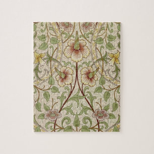 Vintage Floral Wallpaper Design - Daffodil Jigsaw Puzzle