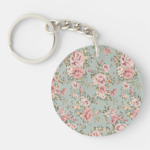 Vintage Floral Wallpaper Keychain