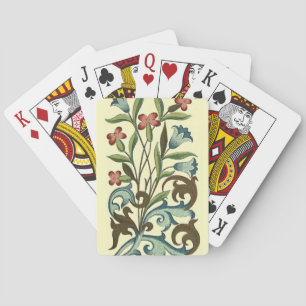 Vintage Floral wallpaper pattern designer yellow Playing Cards