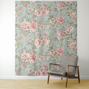 Vintage Floral Wallpaper  Tapestry