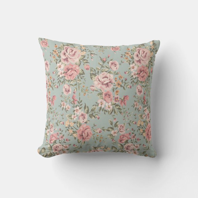 Vintage Floral Wallpaper  Throw Pillow (Front)