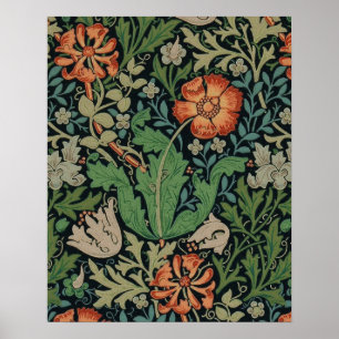 Vintage Floral Wallpaper Trendy Morris Compton Poster