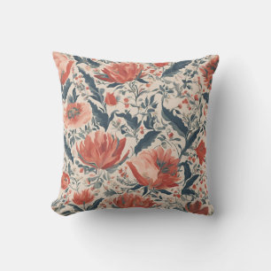 Vintage Floral Watercolor Petals Throw Pillow