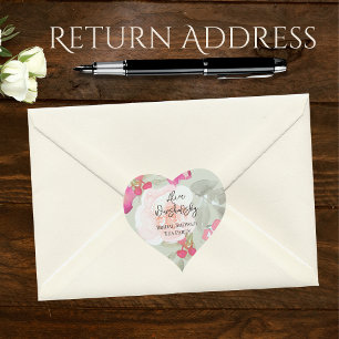 Vintage Floral Watercolor Pink Girl baby shower  Heart Sticker