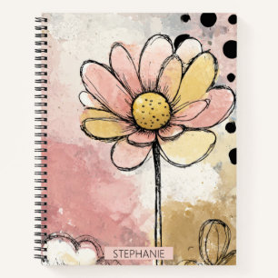 Vintage Floral Watercolor Polka Dot Art (2) Notebook