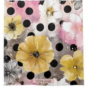 Vintage Floral Watercolor Polka Dot Art (3)