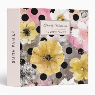 Vintage Floral Watercolor Polka Dot Art (3) Binder