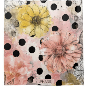 Vintage Floral Watercolor Polka Dot Art (4)