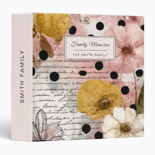 Vintage Floral Watercolor Script Polka Dot Art (2) Binder