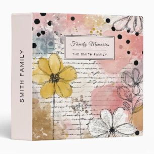Vintage Floral Watercolor Script Polka Dot Art (4) Binder