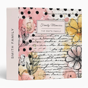 Vintage Floral Watercolor Script Polka Dot Art (7) Binder