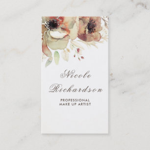 Vintage Floral Watercolor Soft Fall Pastels Shabby Business Card