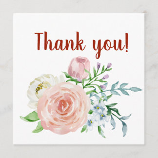 Vintage floral watercolor thank you design card