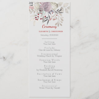 Vintage Floral Watercolor Wedding Program