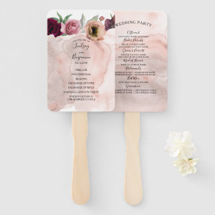Vintage Floral Watercolor Wedding Program Hand Fan