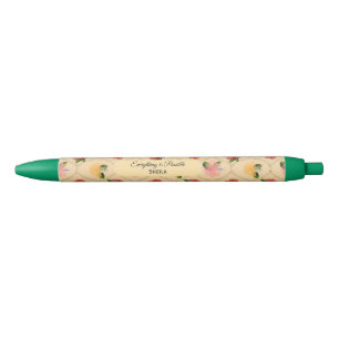 Vintage floral watercolour diamond ballpoint pen