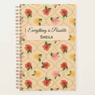 Vintage floral watercolour diamond Notebook