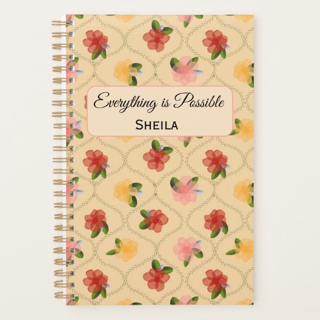 Vintage floral watercolour diamond Notebook (Devant)