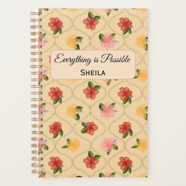 Vintage floral watercolour diamond Notebook (Devant)