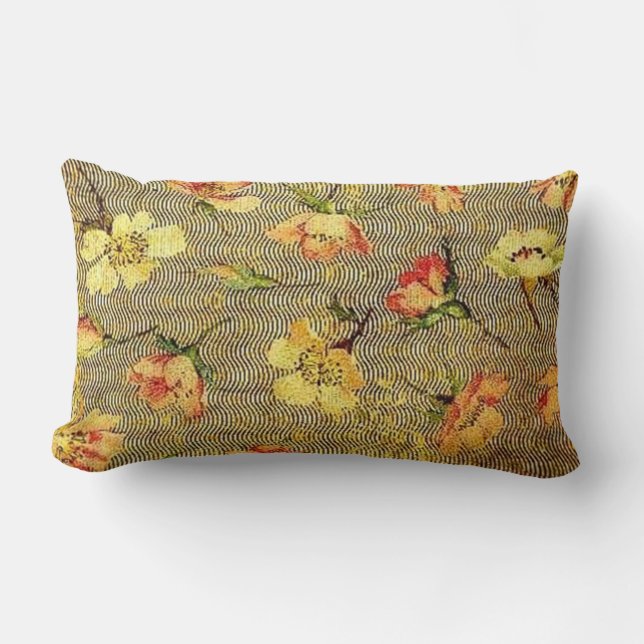Vintage Floral Waves Lumbar Pillow (Front)